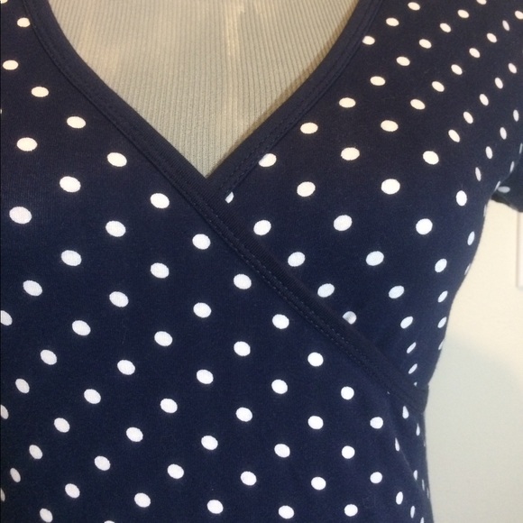 Ralph Lauren Navy Polka Dot Faux Wrap Blouse - Picture 2 of 7